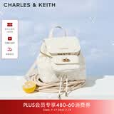 CHARLES&KEITH菱格大容量柔软背包书包双肩包包女包生日礼物送女友CK2-60151400 Cream奶白色 S