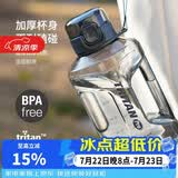 乐扣乐扣（LOCK&LOCK）小水库大容量塑料运动水杯户外冷水壶刻度把手男女杯子2.2L灰色