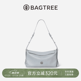BAGTREE【朱珠同款】包包树奶盒包植鞣皮单肩斜挎腋下通勤Hobo枕头女士包 冰川蓝-中号【磁吸拉链款】 高级小众