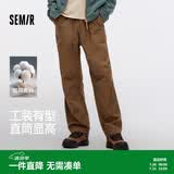 森马（Semir）休闲裤男工装裤宽松直筒裤子秋季户外长裤纯棉松紧腰101524127112
