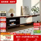 全友家居现代简约客厅家具小户型可伸缩长方形钢化玻璃高脚电视机柜子
