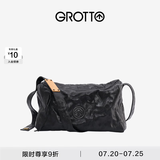 GROTTO个乐黑石包经典大容量植鞣绵羊皮单肩斜挎通勤软包男女款礼物 黑石L（黑标）