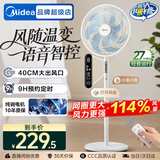 美的（Midea）电风扇落地扇家用摇头落地式风扇循环通风大风量电扇立式卧室办公室轻音风扇 【40CM大网圈 风随温变】语音智控
