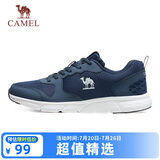 骆驼（CAMEL）网面透气跑步男鞋轻量健步运动鞋子 CSS221L0033 蓝色 41
