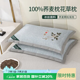 艾薇荞麦枕头夏季100%荞麦壳带冰丝枕套枕芯一个装 叶子灰 35*55cm