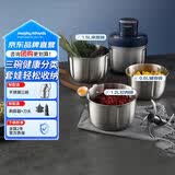 摩飞电器（Morphyrichards）绞肉机套娃家用和面机饺子肉馅机多功能辅食佐料打蒜搅拌机0涂层全不锈钢1.5L MR9401A