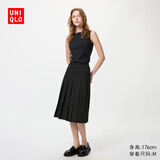 优衣库宽褶中裙女装/半身裙裙子488364 490693 479916/09黑色 2XL
