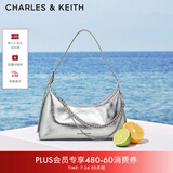CHARLES&KEITH柔软拉链式褶皱单肩包腋下包包女包生日礼物CK2-40782472 Silver银色 S