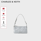 CHARLES&KEITH褶皱手提斜挎小方包腋下包女士生日礼物CK2-80160183 CK2-80160183Grey灰色 S