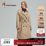 暇步士（Hush Puppies）女装春秋经典简约中长款收腰风衣外套 130卡其 XL