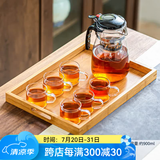 瓷牌茗茶具玻璃茶具套装可拆洗内胆飘逸杯泡茶壶居家办公懒人自动红茶泡茶器 尚型飘逸杯6杯+手拉托盘 900ml