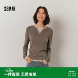 森马（Semir）森马毛衣女短款假两件含羊毛针织衫24冬新款保暖内搭109724107015