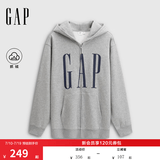 GAP男女装春款logo印花抓绒宽松运动连帽衫卫衣786920 灰色 3XL (185/108A)亚洲尺码【偏大,建议拍小一码】