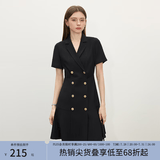 范思蓝恩正式气质通勤连衣裙女夏季收腰显瘦面试西装裙 黑色 XL