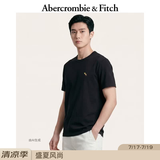 Abercrombie & Fitch经典小麋鹿图案情侣柔软纯棉短袖T恤上衣26春夏男装124-6014 黑色 M (180/100A)