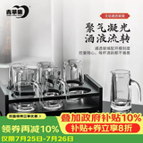 青苹果白酒杯二两杯刻度分酒器玻璃酒壶6只 家用饭店用