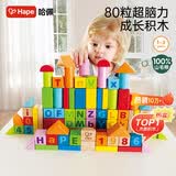 Hape(德国)进口山毛榉木质玩具80粒数字字母积木男女孩生日礼物E8022