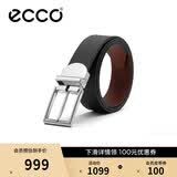 爱步（ECCO）男士方扣牛皮皮带礼盒商务休闲腰带黑色910589290922黑色/深棕色