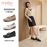 金利来（Goldlion）女鞋妈妈皮鞋一脚蹬浅口女单鞋坡跟圆头乐福鞋G662330071 黑色39
