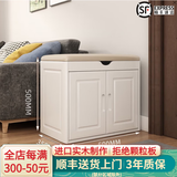 木叶私语（MUYESIYU）【整装发货】鞋柜门口实木换鞋凳入户大容量储物家用防尘可坐鞋柜 长80-烤漆工艺三层-雅白色
