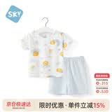 舒贝怡婴儿衣服短袖套装夏季男女宝宝纯棉儿童分体两件套薄款 满印蓝120