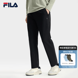 斐乐（FILA）官方春秋新款男子加绒保暖长裤针织直筒运动裤子百搭通勤休闲长裤 【WHITE系列新款】黑色-BK XL 180/88A