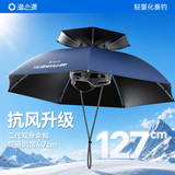 渔之源钓鱼伞帽 黑胶双层户外遮阳防晒 0.82米 双层【稳固防晃】蓝
