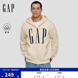GAP男女装春款logo印花抓绒宽松运动连帽衫卫衣786920 米色 3XL (185/108A)亚洲尺码【偏大,建议拍小一码】