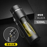 恩尔美（nRMEi）水杯男士大容量茶杯便携车载办公防摔耐高温茶水分离泡茶玻璃杯子 商务黑520ml【茶水分离+提绳】