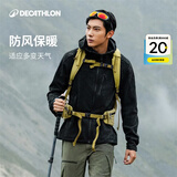 迪卡侬户外休闲衣户外徒步软壳衣防泼水加绒冲锋衣内胆新款MT500男款 经典黑 M