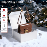 CHARLES&KEITH复古锁扣豆腐包单肩斜挎包包女包生日礼物送女友CK2-80781400 DARK BROWN深棕色CK2-80782444 S/M