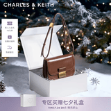 CHARLES&KEITH复古锁扣豆腐包单肩斜挎包包女包生日七夕礼物送女友CK2-80781400 DARK BROWN深棕色CK2-80782444 S/M