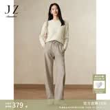 玖姿·安娜蔻休闲百搭松紧抽绳宽松舒适保暖糯米裤女装2024冬款 杏色 S
