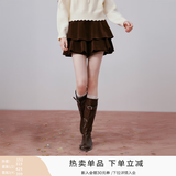 香影丝绒黑色蛋糕短裙女2026秋装新款高腰a字蓬蓬百搭新年半身裙 咖色 半身裙 S 155/60A/85-95斤