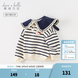 戴维贝拉（DAVE＆BELLA）女童毛衣儿童上衣学院风宝宝衣服小童针织衫秋冬新款小童服饰 蓝白条纹【现货】DB4237399 90 cm（建议身高80-90cm）