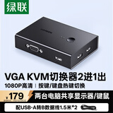 绿联KVM切换器二进一出VGA切换器 电脑主机切屏两台电脑共用一台显示器支持键盘鼠标打印机共享器90490