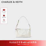 CHARLES&KEITH褶皱手提斜挎小方包腋下包女士生日礼物CK2-80160183 CK2-80160183Cream奶白色 S