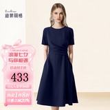 迪菲丽格短袖通勤气质连衣裙女夏季2025年新款设计感收腰显瘦裙子 图片色 S