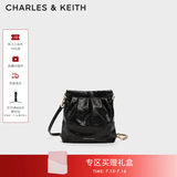 CHARLES&KEITH迷你菱格流浪包单肩斜挎双肩包包女包生日礼物送女友CK2-60782390 【S号】Black黑色 S