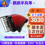 鹦鹉牌手风琴60 96 120BS三四排簧初学成人考级演奏支持厂家直发 96贝司黑色YW871/37键