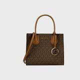 MICHAEL KORS Mercer风琴包中号棕色手提单肩斜挎MK包包送女友生日礼物