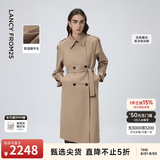 朗姿【朗姿羊毛Basic衣橱】复古中长款风衣外套法式大衣女秋季新款 深米色2 S