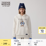 Teenie Weenie小熊秋冬装学院风蓝色T恤索罗娜加绒连帽卫衣套头衫 象牙白 S (160)