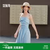森马（Semir）连衣裙女简约度假风吊带裙2025夏法式收腰高级感长裙107425114040