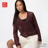 优衣库镂空V领针织开衫女装/毛衣毛衫外套485724 38 深褐色 2XL