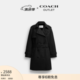 蔻驰（COACH）【七夕礼物】奥莱女士女装纯色中长款风衣户外外套 黑色 L
