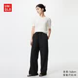 优衣库麻混纺舒适长裤/常规款女装/休闲裤26春夏新款482246 09 黑色 M