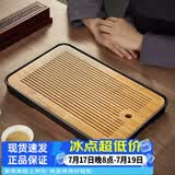 忆壶茶（YIHUTEA）茶盘托盘家用茶台带排水小型沥水储水实木功夫托盘泡茶具竹茶托 【蓄排两用】大号茶盘36.5*24cm