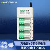德力普（Delipow）充电电池 5号电池 配6节电池充电器套装适用于玩具/遥控器/电子秤/电动牙刷/鼠标键盘等