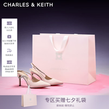 CHARLES&KEITH质感链条尖头高跟凉鞋子女鞋生日七夕礼物送女友CK1-60280377 Beige米色 37 (235)